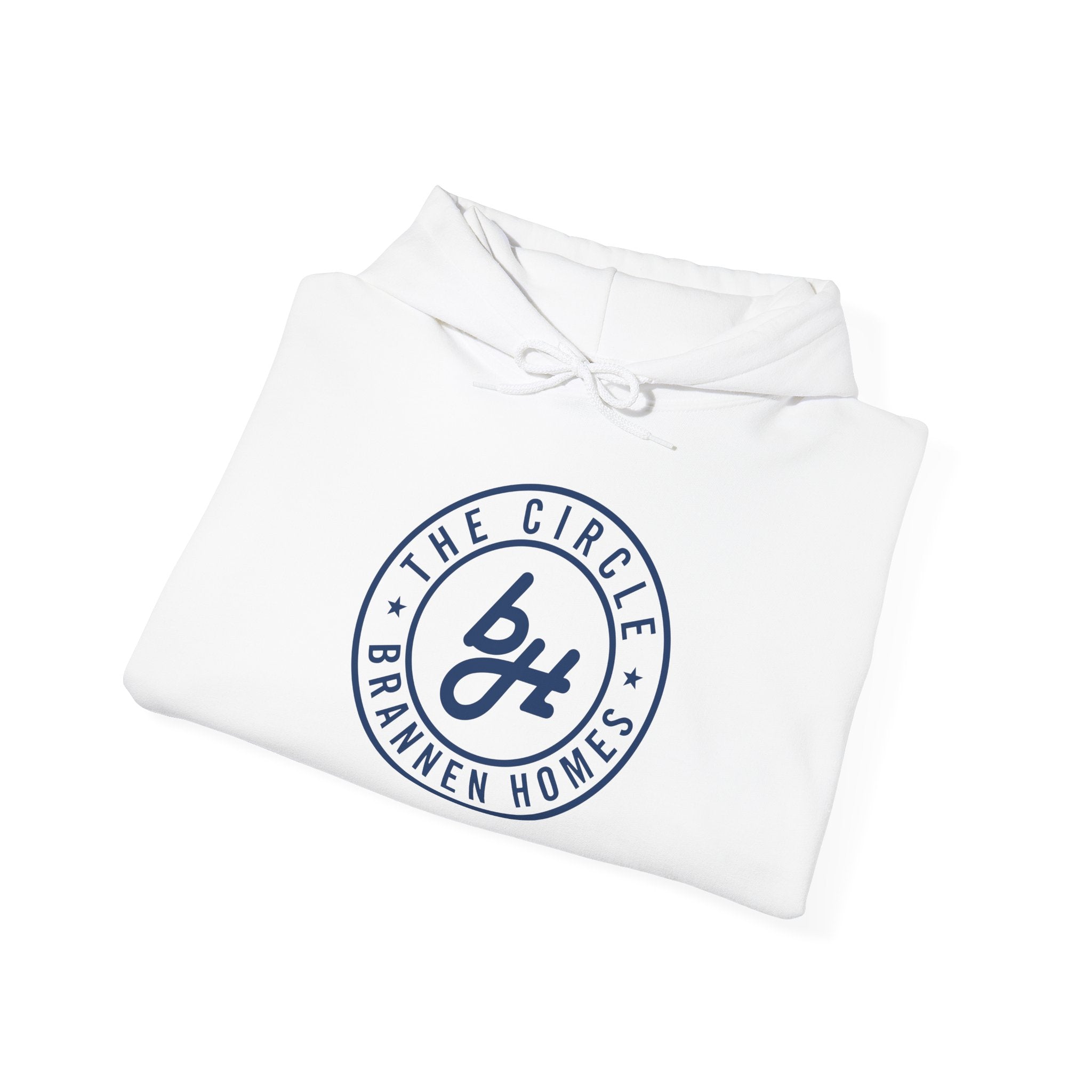 Hooded Sweatshirt Heavy Blend The Circle Brannen Homes Blue Logo