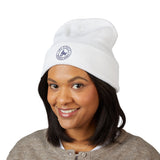 Classic Cuffed Beanie with Embroidered Blue The Circle Brannen Homes Logo Design