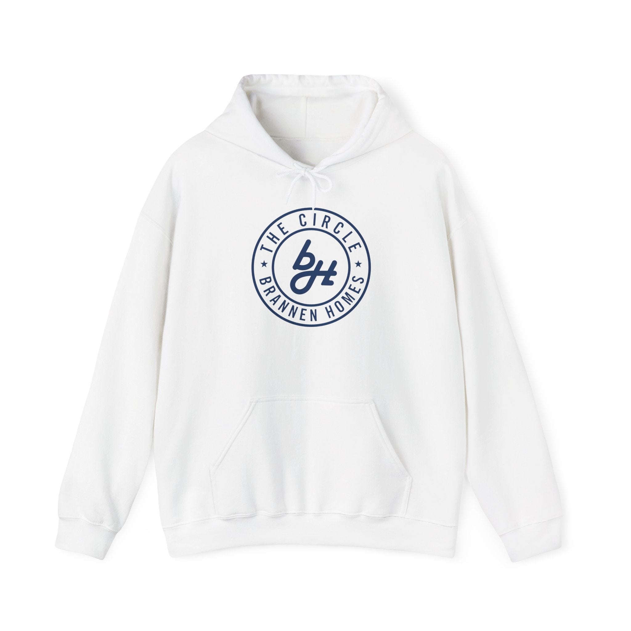Hooded Sweatshirt Heavy Blend The Circle Brannen Homes Blue Logo